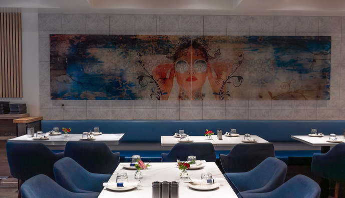 The dining room at Toranj Persian Cuisine in Westwood Village