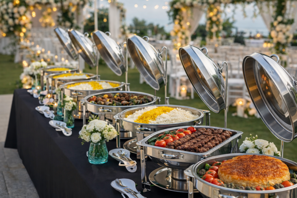 Persian cuisine at a wedding buffet